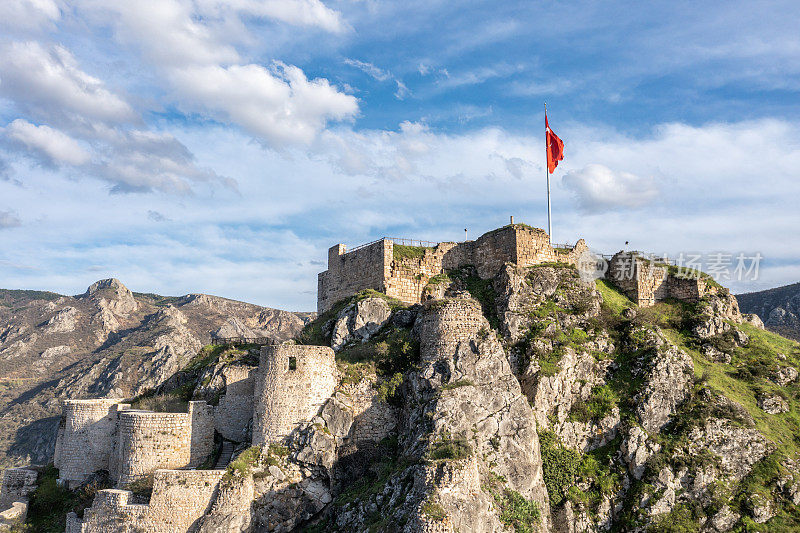 土耳其阿玛西亚城堡的鸟瞰图。