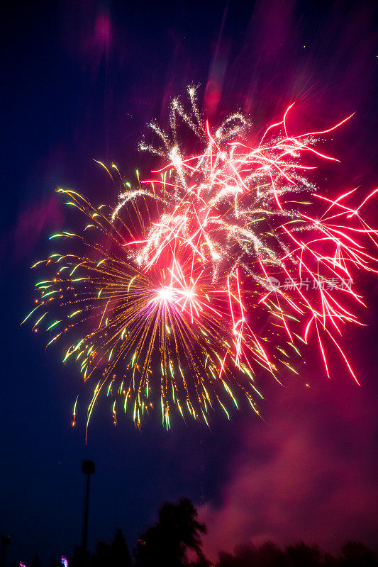 双重爆发的色彩:庆祝加拿大日在温尼伯的夜空