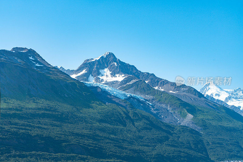 美国阿拉斯加州威廉王子湾学院峡湾的雪山