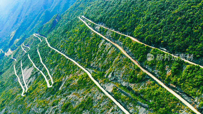 鸟瞰图曲线山路