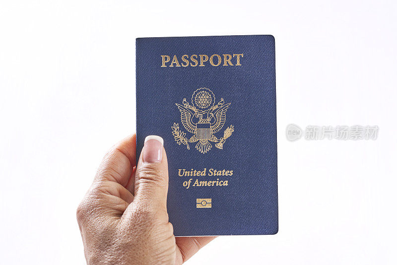 美国白色背景的美国护照