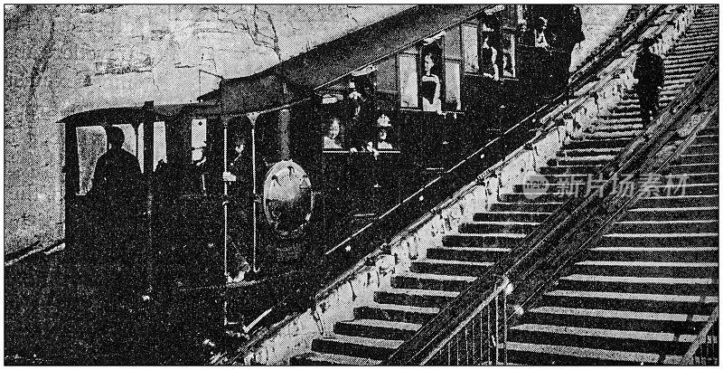 古董照片:有机架的火车