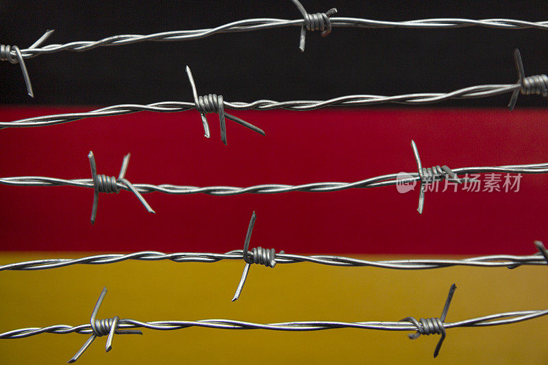 德国国旗和铁丝网