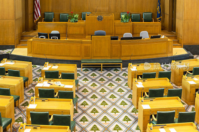 俄勒冈州国会大厦的众议院会议厅椅子
