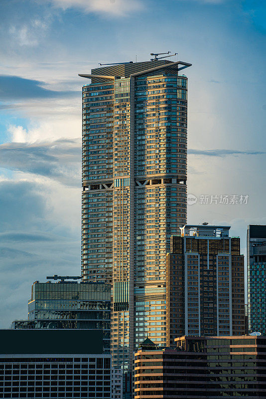 夕阳下的香港天际线