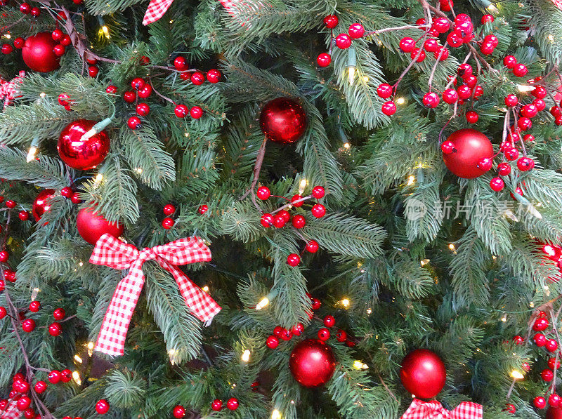 人造圣诞树装饰品，小装饰品，浆果，丝带，蝴蝶结，仙女灯