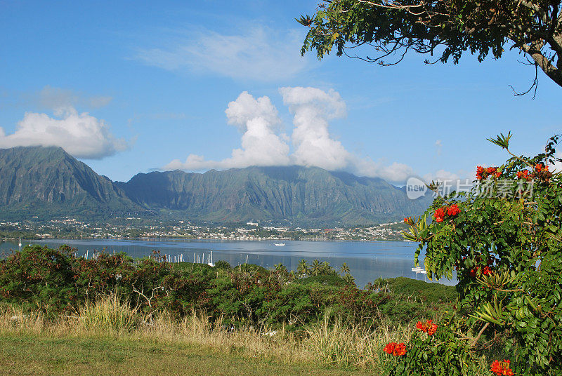 夏威夷瓦胡岛的卡内奥河湾