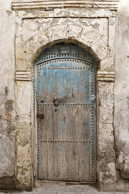 古老的门与旧木蓝色门