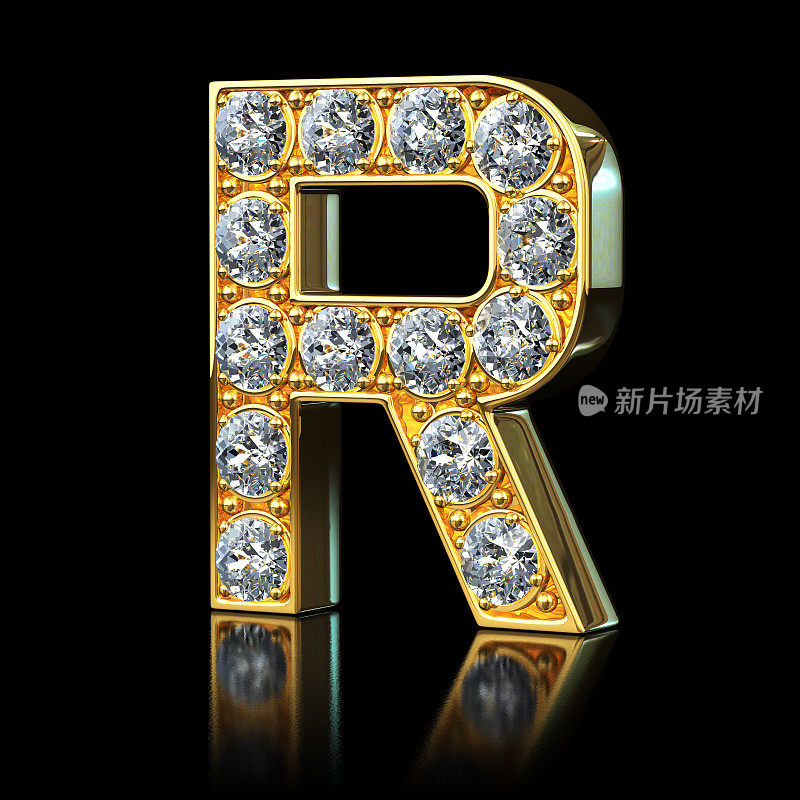 黄金字母R与钻石