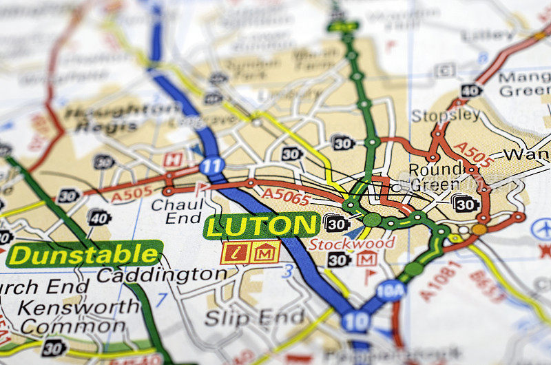 地图上的伦敦卢顿