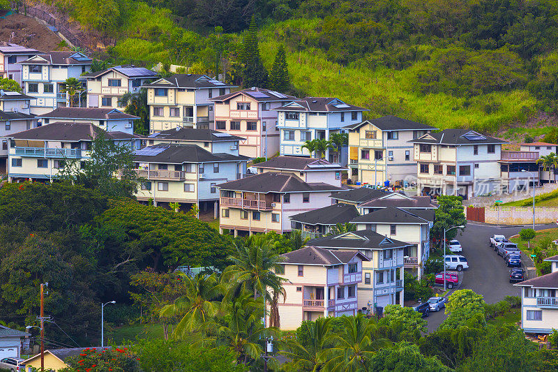 风景优美的火奴鲁鲁瓦胡岛夏威夷郊区社区