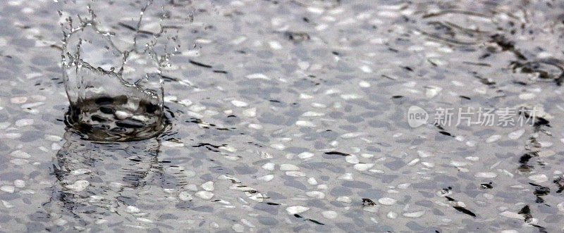 新加坡:雨滴在水坑里溅起水花