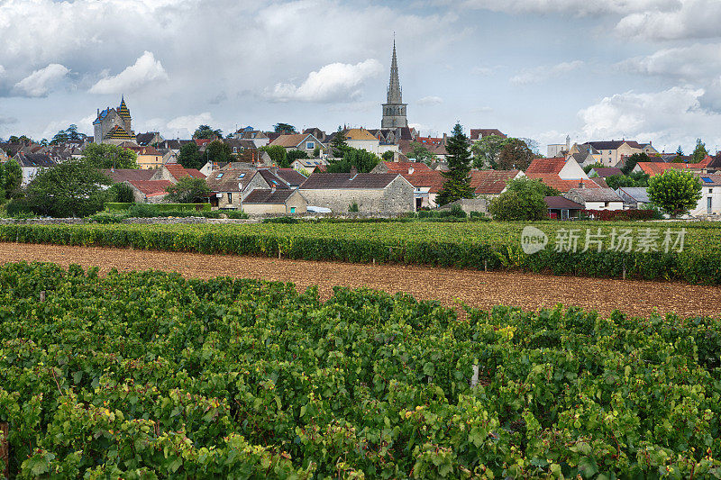 法国勃艮第，Meursault与Frontside葡萄园的小镇景观