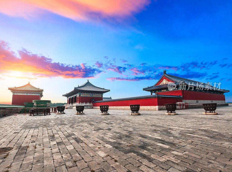 天坛日落景观在中国北京，中国符号