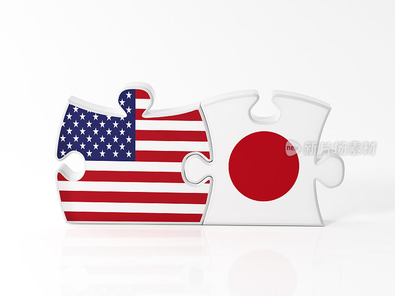 美国和日本国旗拼图