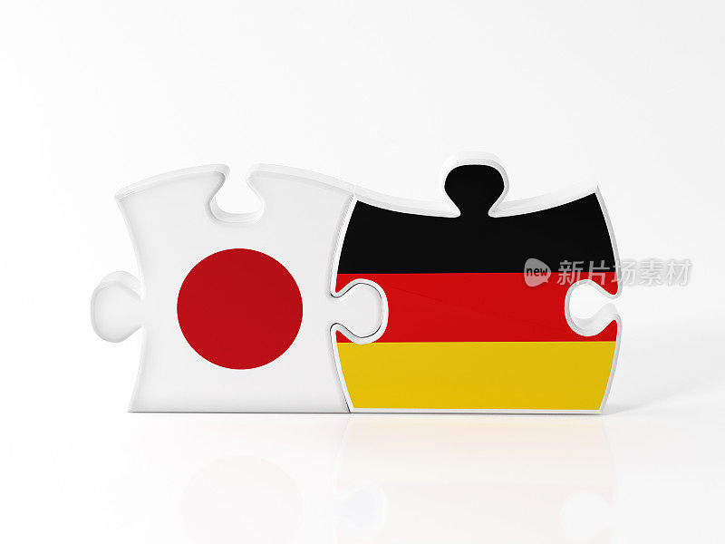 有日本和德国国旗纹理的拼图