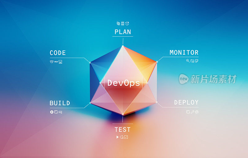 白色背景上的DevOps棱镜