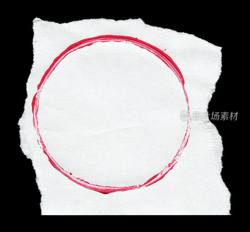用红色的笔刷在白纸上用口红画圆圈