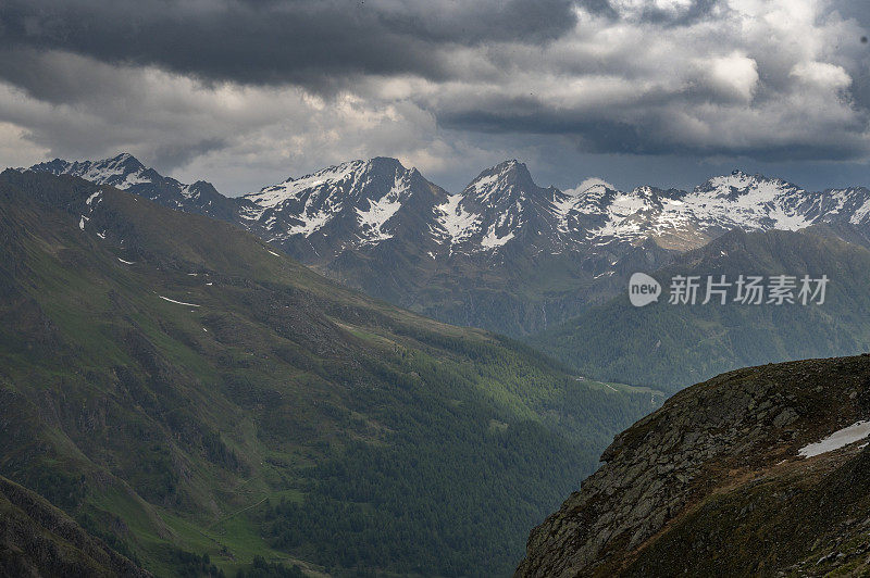 高山景观沿着Timmelsjoch高山口