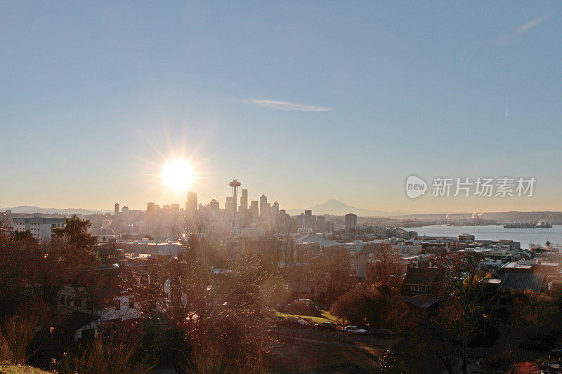 清晨的西雅图天际线
