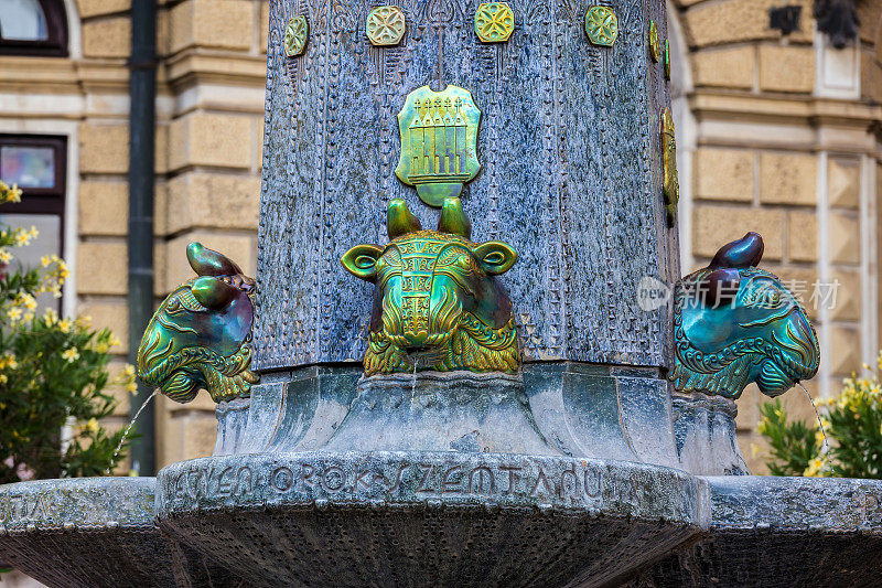 美丽的Zsolnay喷泉在Pecs，匈牙利