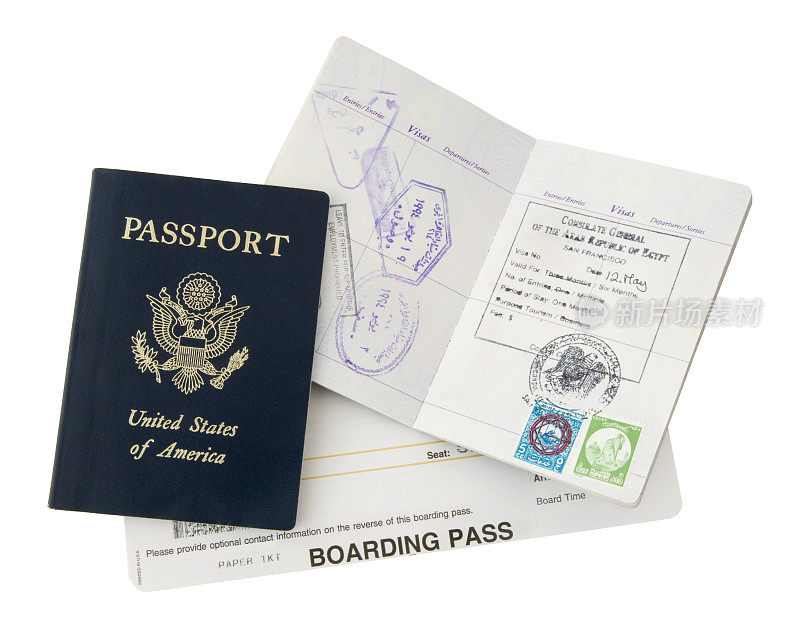 旅行护照及登机牌
