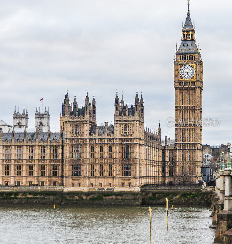 英国伦敦的大本钟和国会大厦