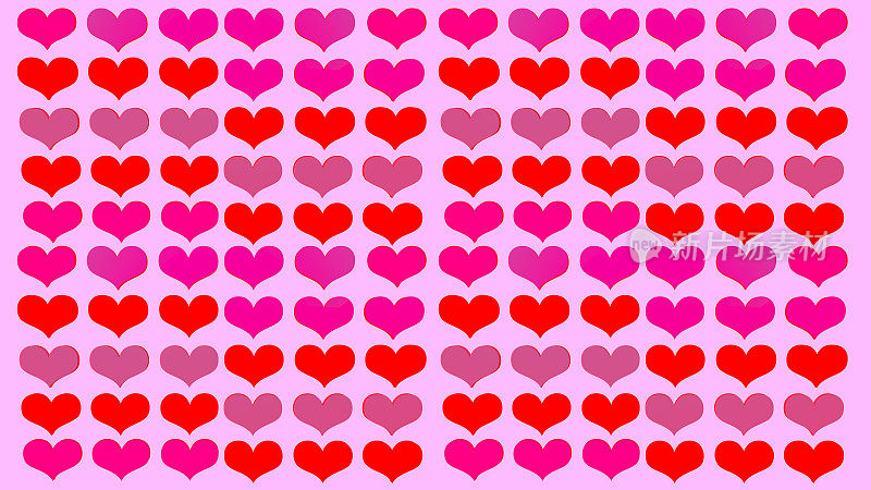 情人节3D粉色和红色心形图案背景