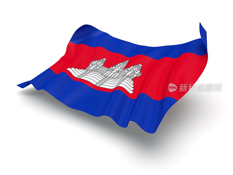 柬埔寨国旗飘扬(剪影小径)