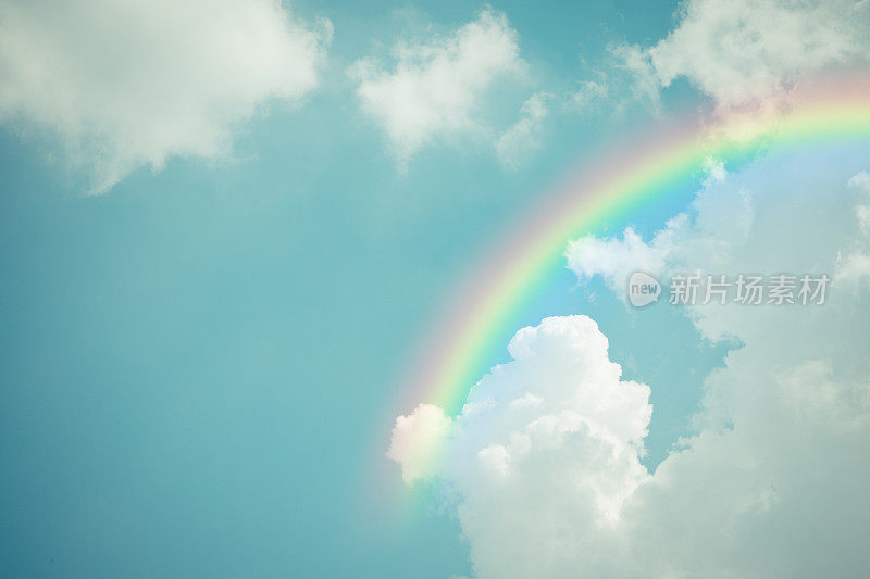 自然云景，蓝天，彩虹