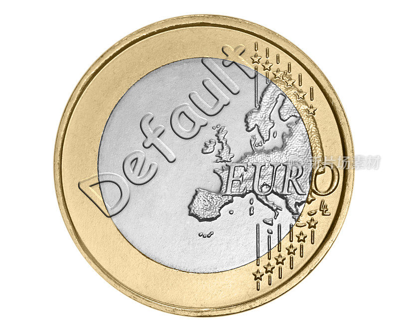 带有“违约”字样的欧元硬币