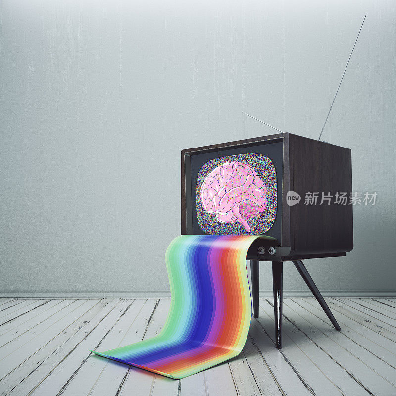 复古电视与大脑草图