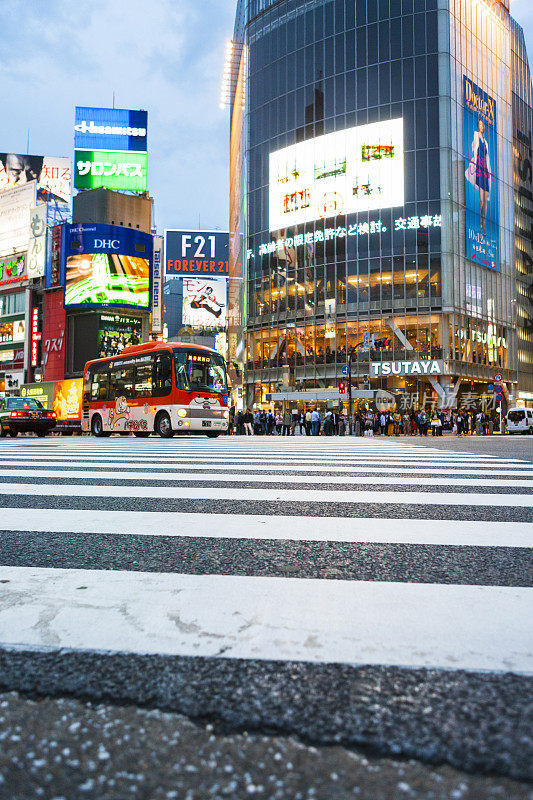 日本东京市中心涩谷路口的交通状况