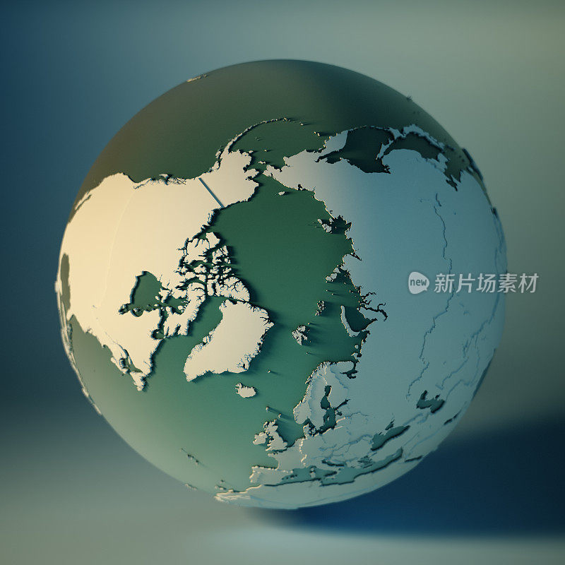 北极国家全球3D渲染行星地球自由度