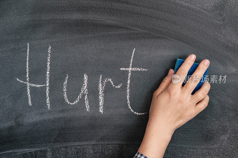 一位妇女用海绵擦去黑板上用粉笔写的受伤的字。6、成功的概念，是忘记失败