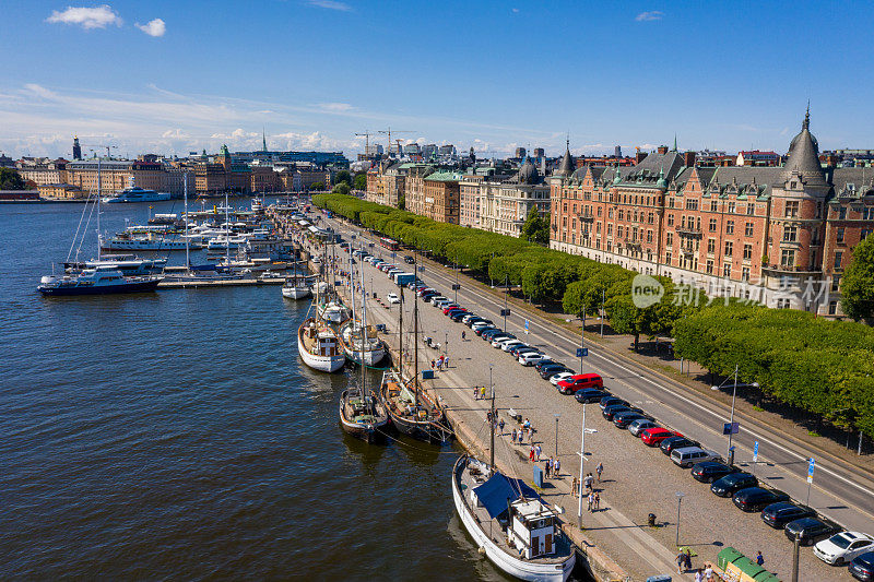 斯特兰德维根，斯德哥尔摩全景从空中看到（在朱尔加登上方）