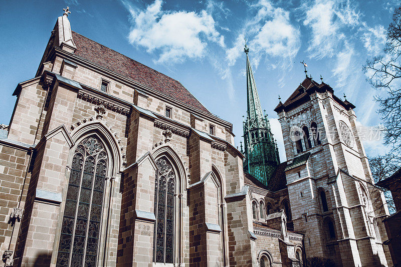 瑞士日内瓦圣皮埃尔大教堂侧视图