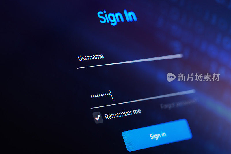 登录在线表单。网络安全概念形象。