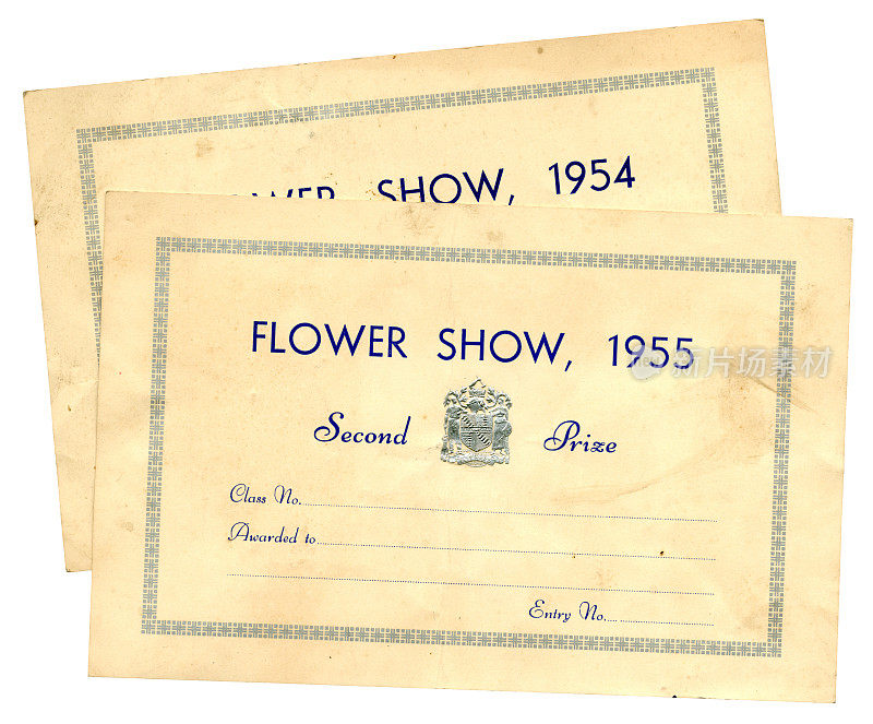 花展获奖证书，1950年代