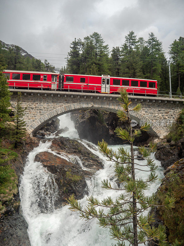 瑞士高架桥上的火车，春天的火车之旅