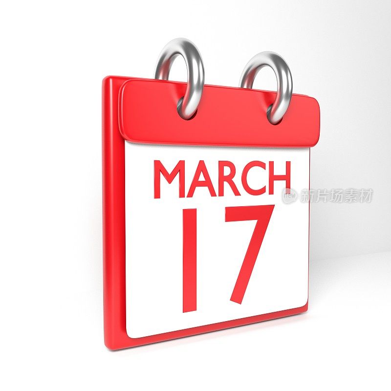 3月17日桌面日历页面圣帕特里克节白色背景