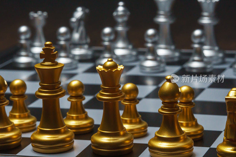 国际象棋棋盘游戏。业务策略的概念。