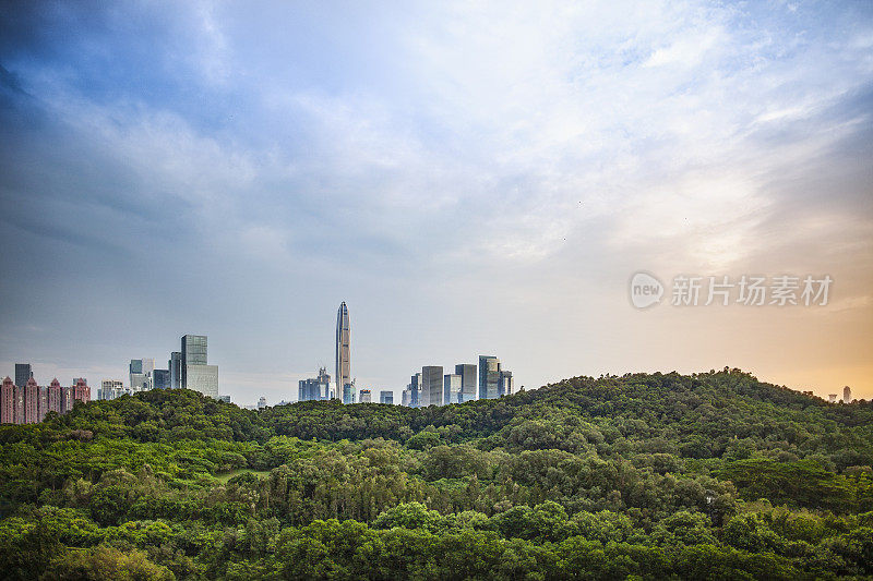 中国深圳福田区平安金融中心大厦的城市景观