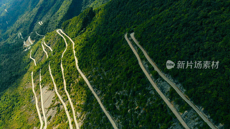 鸟瞰图曲线山路