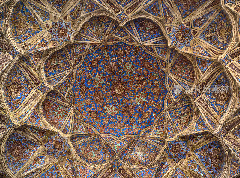 波斯建筑-壁画和石膏，伊斯法罕，伊朗