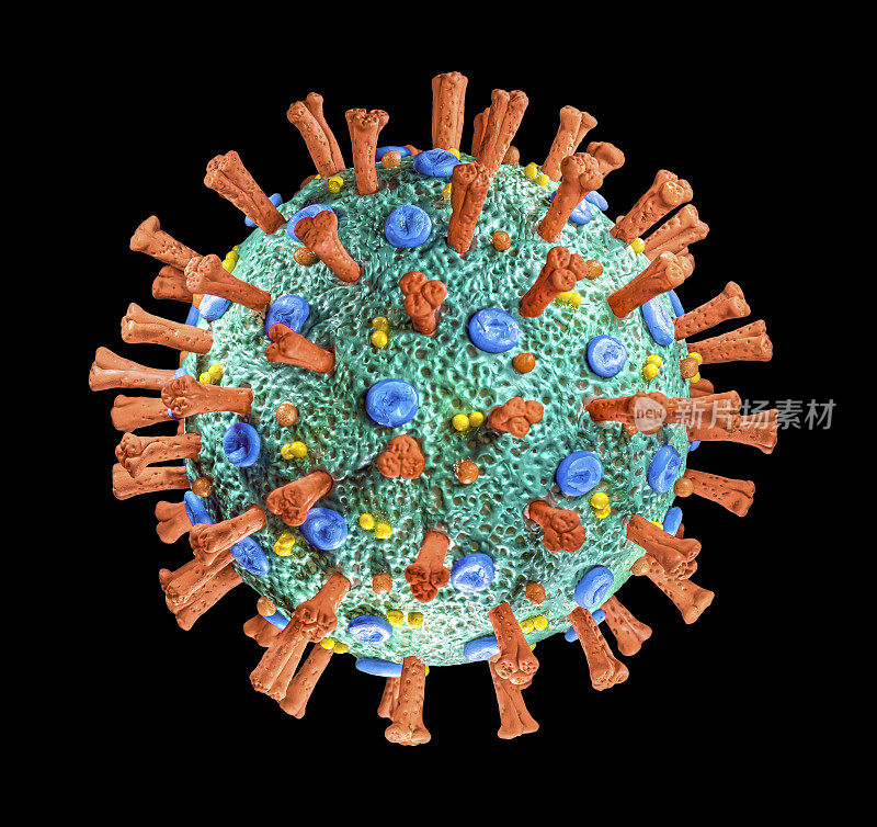 COVID-19冠状病毒悬浮显微镜模型分离在黑色