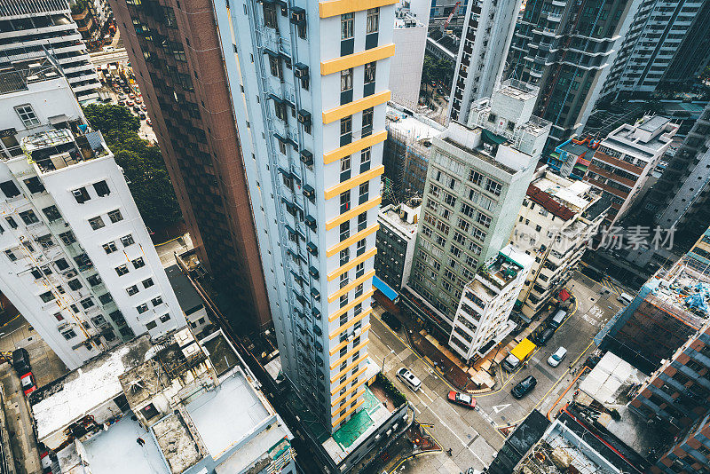 航拍九龙区香港天际线