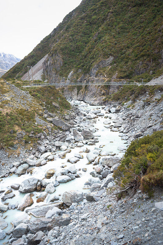 新西兰风景优美的库克山在夏季以新西兰南岛的自然景观为背景