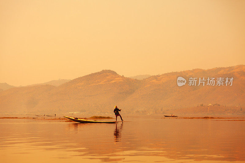 渔民，茵莱湖，缅甸