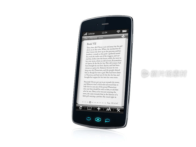 移动手机智能手机与书的应用程序-右侧侧视图
